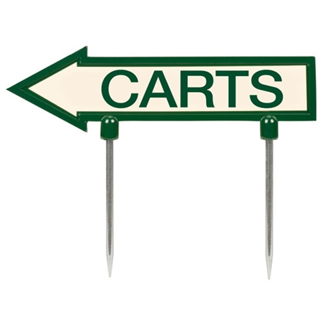 11" arrow sign - "carts" - green with tan