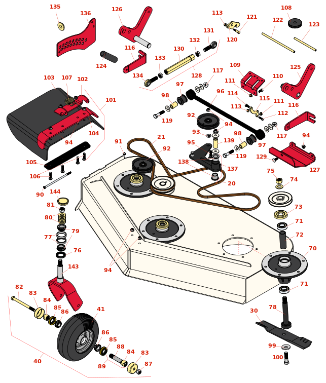 Toro GrandStand Mower 40in Deck Parts