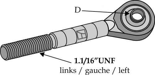 Spindel 1 1/16" UNF links