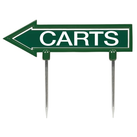 11" arrow sign - "carts" - green with white