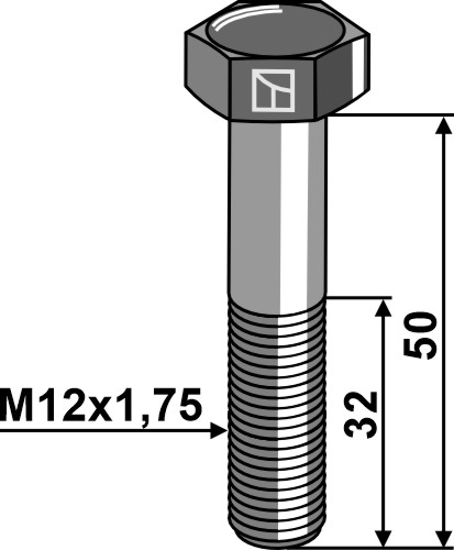 Shear bolt m12 without nut - galvanized 125093110v