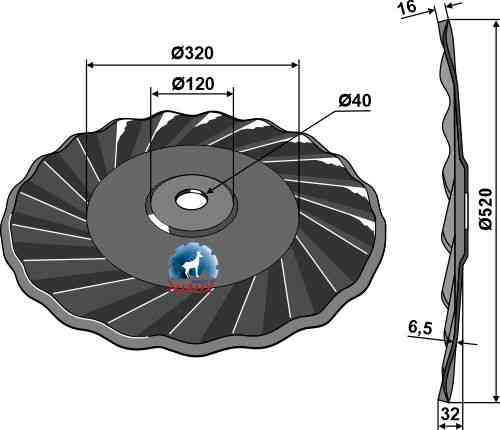 Wavy disc Ø520x6,5 - right fitting for Case IH 87630572