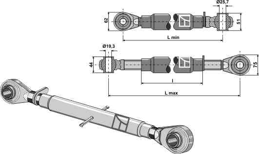 Top-links with hardened tie-rod M27 x 3