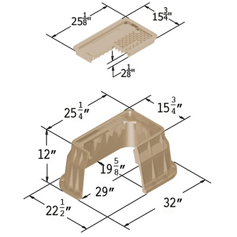 Carson valve box w/lid 1324 - tan icv lblt