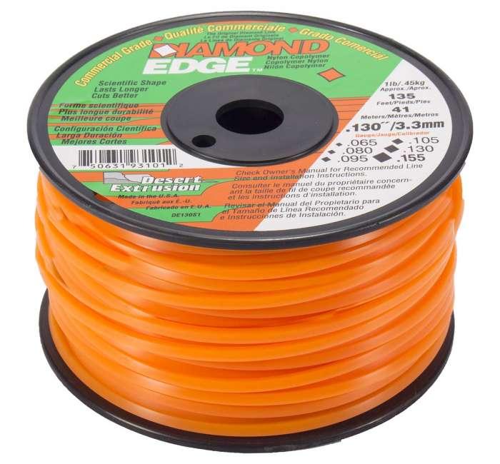 Trimmer line diamond edge™ shaped orange .130" / 3.3mm