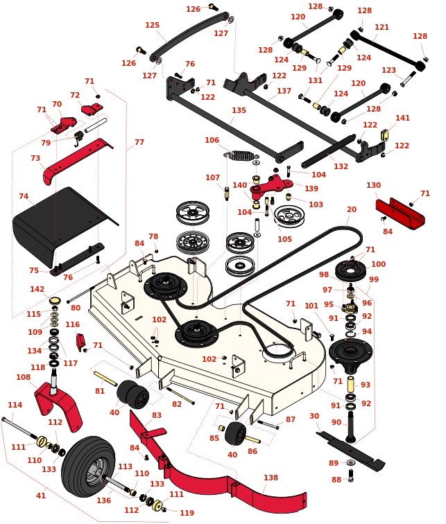 Toro Z Master Commerical 3000 52in Deck Parts