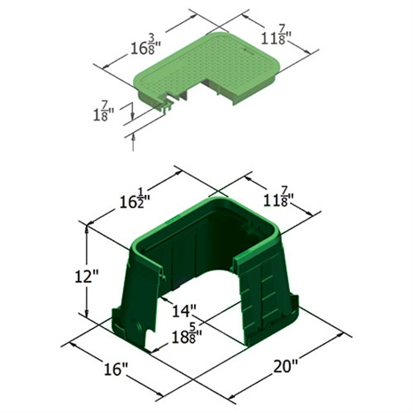 Carson valve box w/lid 1015 - green icv