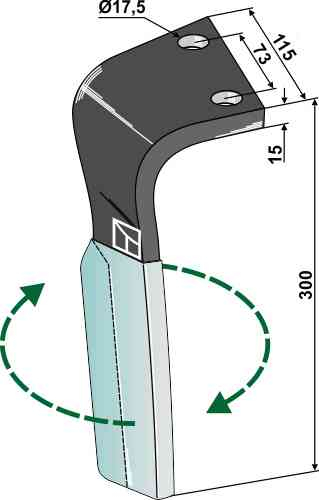 Rotoregtand DURAFACE, rechtse uitvoering passend voor Lemken 3377024