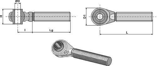 Spindel M24 x 3 mit gehärteten Kugelaugen