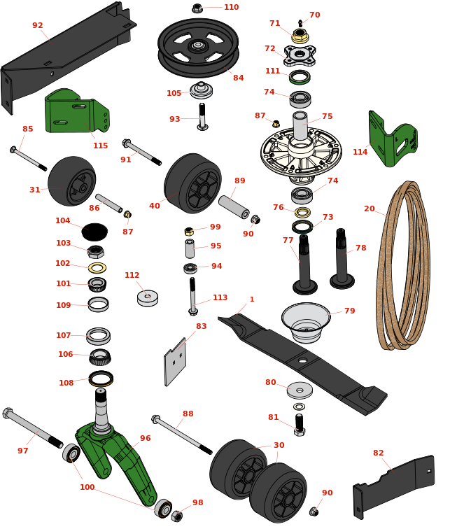 John Deere Z960R ZTrak Zero-Turn Mower Deck Parts