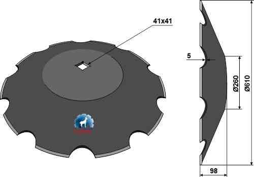 Notched disc Ø610x5 - truncated 31-0731