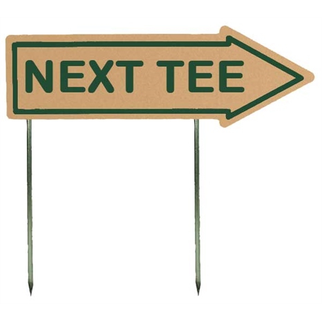 15" laminate sign - "next tee" tan with green