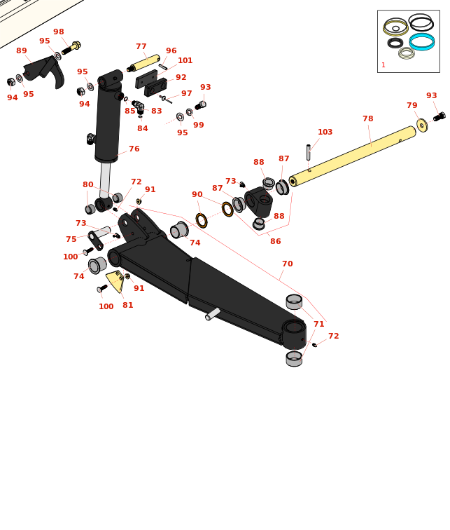 Toro Groundsmaster 4010-D Side Deck Lift Arm, Cylinder and Latch