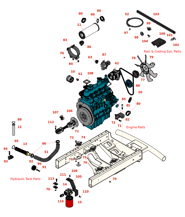 Toro Reelmaster 5410G Engine Mounting, Intake & Exhaust