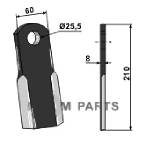 RDM Parts Lige klinge egnet til Maschio / Gaspardo T40005141