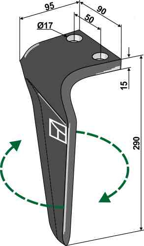 Tine for rotary harrows, right model rh-cel-41r