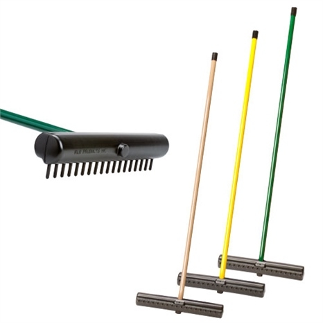 Bunker rakes - 15in head w/60in green handle set/6