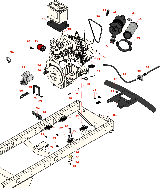 Toro Reelmaster 5510-D Engine Mounting, Intake & Exhaust