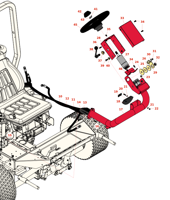 Toro Groundsmaster 3500-G Steering Column