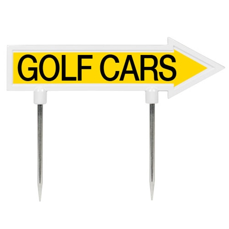 11" arrow sign - "golf cars" - yellow