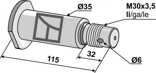 Welle mit Gewinde M30x3,5 - links geeignet für Agrolux 85671