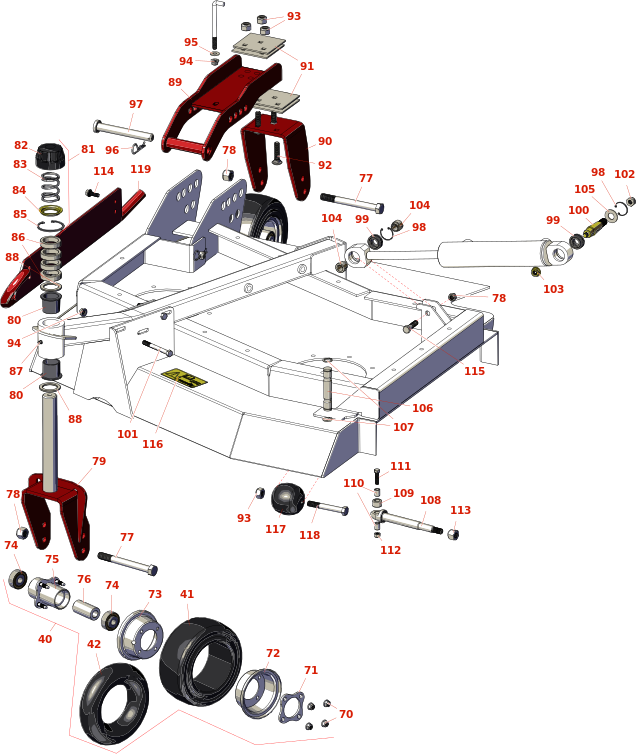 Toro Groundsmaster 4110-D Right-Hand Deck Caster Arms and Wheels