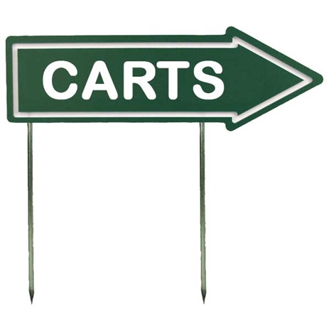 15" laminate sign - "carts" green with white