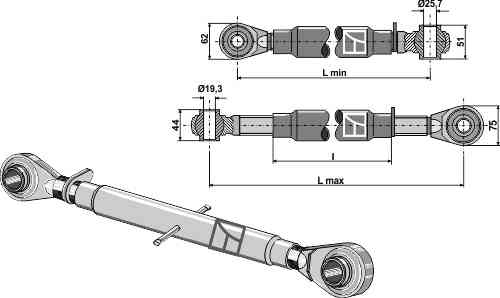 Top-links with hardened tie-rod M27 x 3