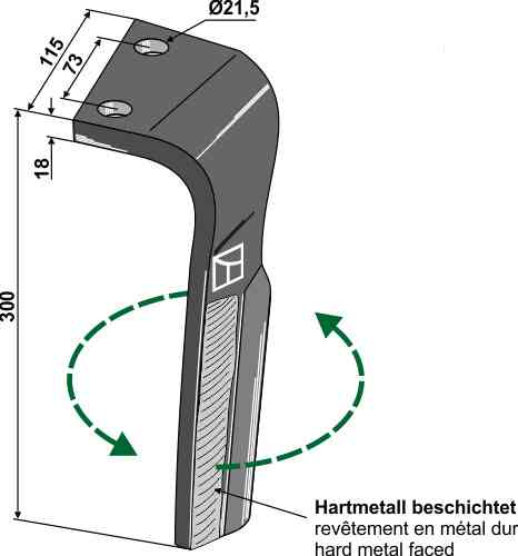 Rotoregtanden,  linkse uitvoering passend voor Lemken 3377037