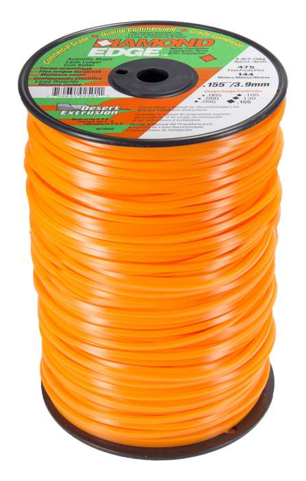 Trimmer line diamond edge™ shaped orange .155" / 3.9mm