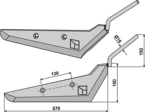 Beet lifter share, right model