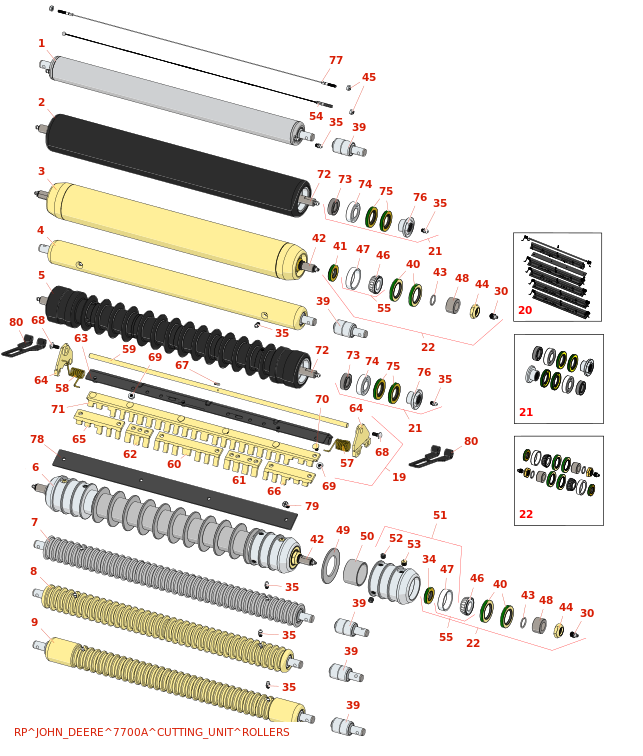 John Deere 7700A Reel Mower Rollers