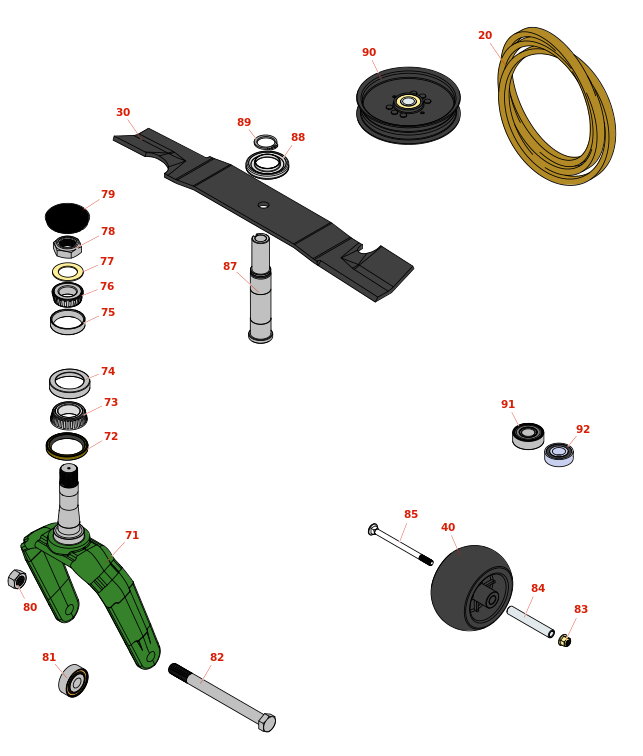 John Deere 661R Quik-Trak Stand-On Mower Deck Parts