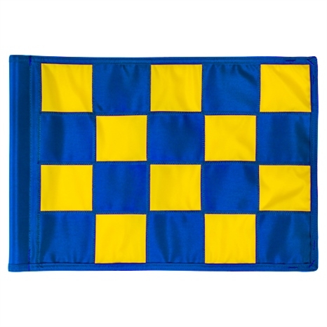 Kleine geruite  golf vlag - blauw met geel