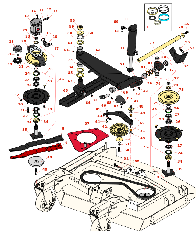 Toro Groundsmaster 4010-D Right-Hand Deck Lift Arms and Spindle