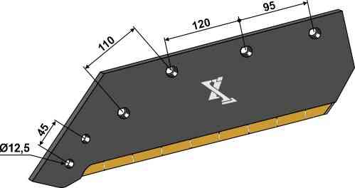 Reversible point share - 14“ - left fitting for Kverneland KK073003