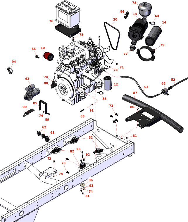 Toro Reelmaster 5410-D Engine Mounting, Intake & Exhaust