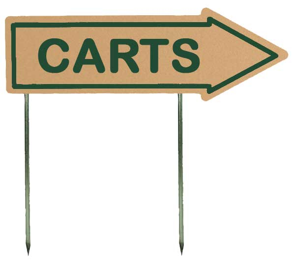 15" laminate sign - "carts" tan with green