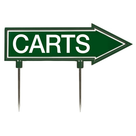 15" arrow sign -"carts" - green with white