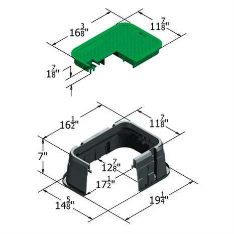 Carson valve box w/lid 1015 - blk-grn icv