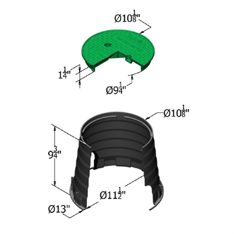 Carson valve box w/twist-lock lid 0011 - blk-grn icv