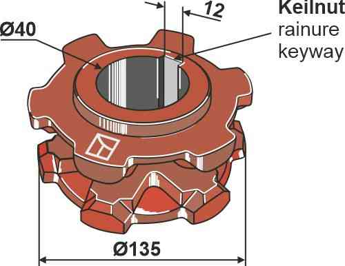 Chain sprocket Ø135 fitting for Heywang K301 453956