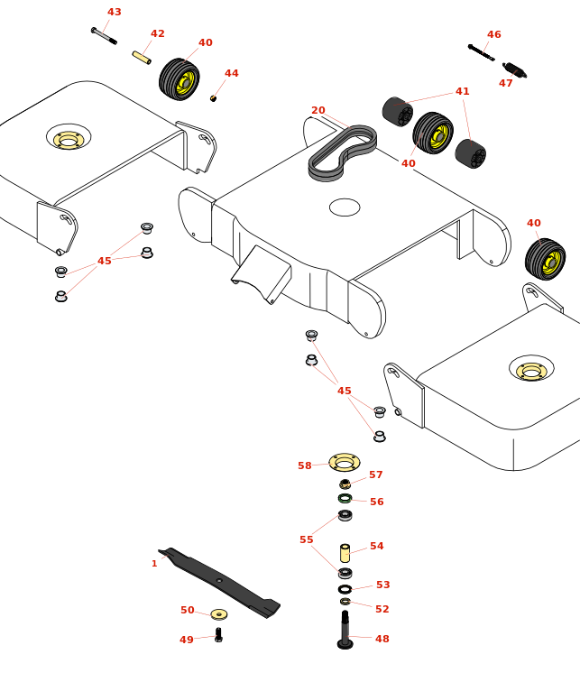 John Deere 1420 Rotary Mower Deck Parts