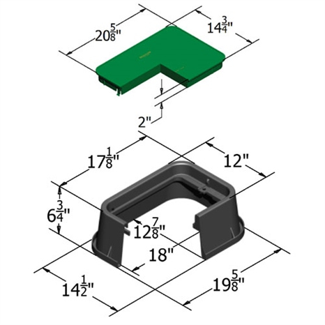 Carson valve box w/lid 0012 - blk-grn icv