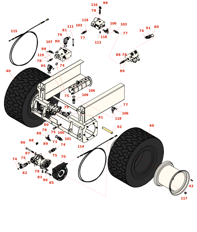 Toro Groundsmaster 4010-D Planetary, Brake And Tire Assembly