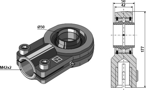 Swivelling tie-rod Ø50