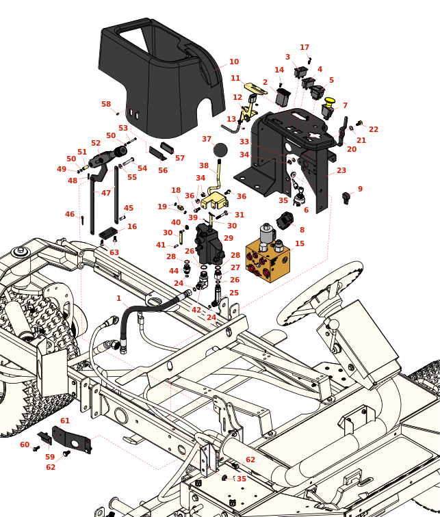 Toro Groundsmaster 3500-G Control Panel & Parking Valve