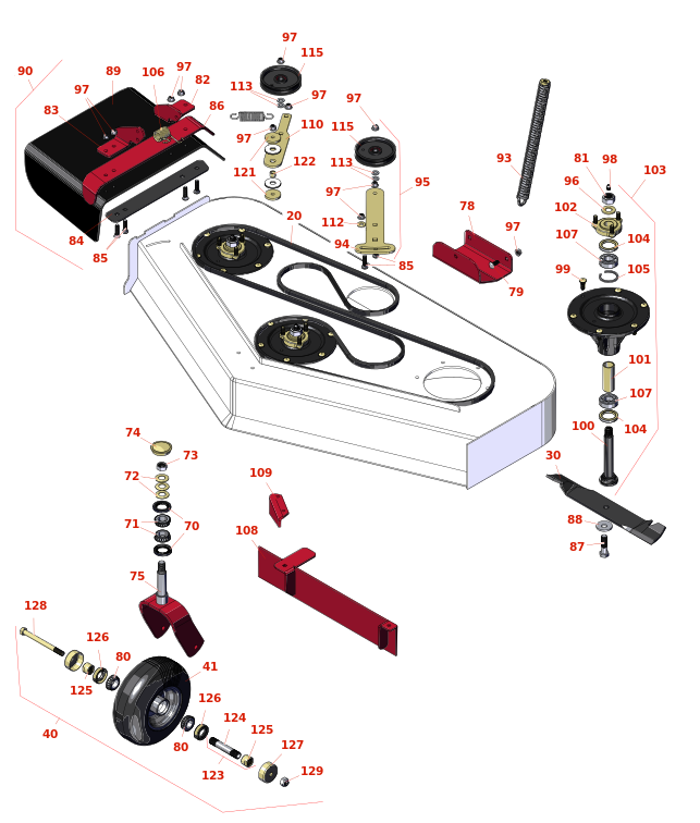 Toro GrandStand Mower 48in Deck Parts