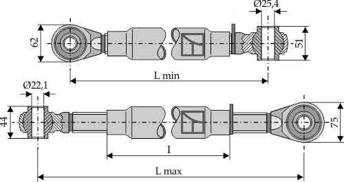 top-links M 30 x 3,5 with hardened tie-rods