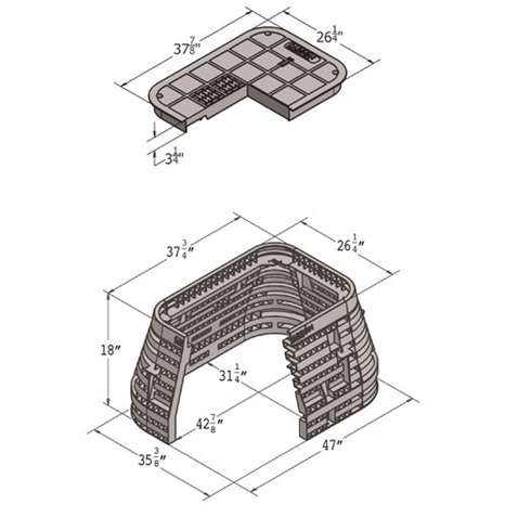 Carson valve box w/lid 2436 - gray blank hblt